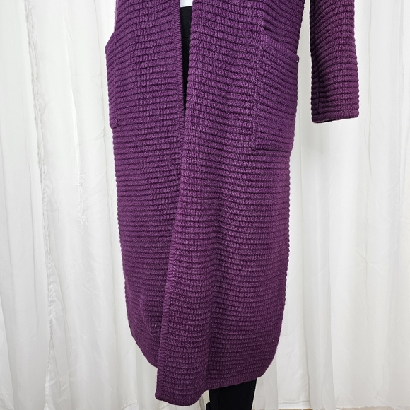 Vintage Charlotte 100% Shetland Wool purple knit duster sweater high neck small - Picture 3 of 10